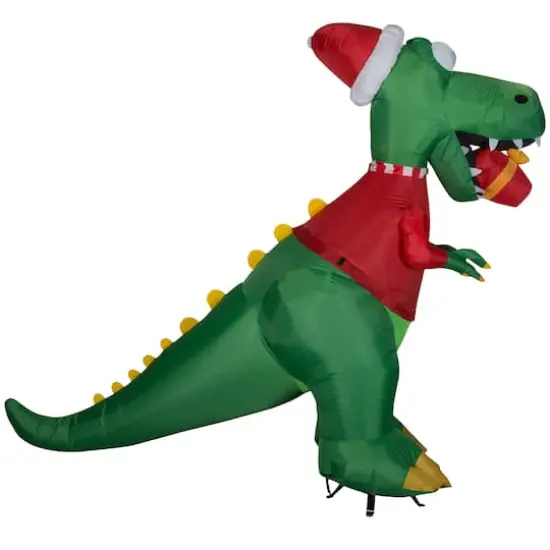 7.5ft. Airblown&reg; Inflatable Christmas T-Rex with Gift {3}