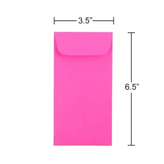 JAM Paper 3.5" x 6.5" Coin Business Envelopes, 50ct. Ultra Fuchsia {5}