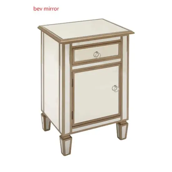 Beige Mirror Glam Cabinet, 30" x 19" x 15" {4}