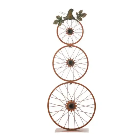 Glitzhome&reg; 33.25" Fall Metal Bicycle Wheel Pumpkin Porch D&eacute;cor {1}