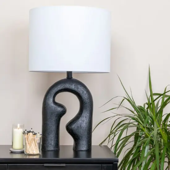 Hello Honey&reg; 24" Abstract Sculptural Table Lamp with Drum Shade Black {3}
