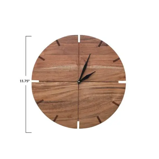 Hello Honey&reg; Natural & Black Round Acacia Wood Wall Clock {5}