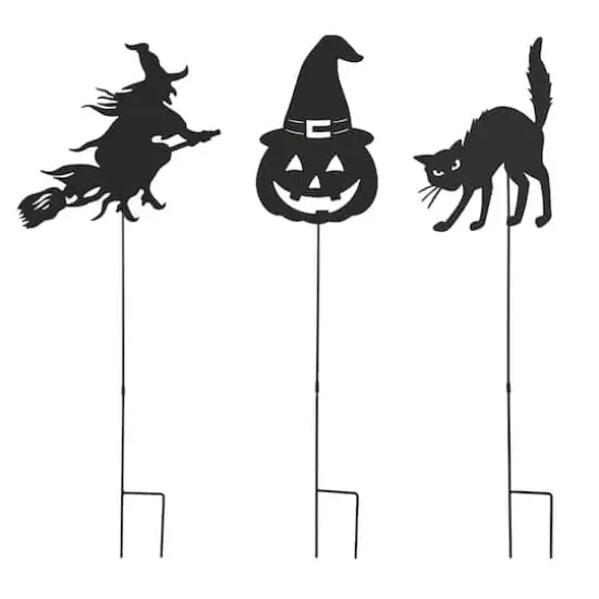 Glitzhome&reg; 36" Halloween Metal Silhouette Yard Stake Or Hanging D&eacute;cor Set {1}