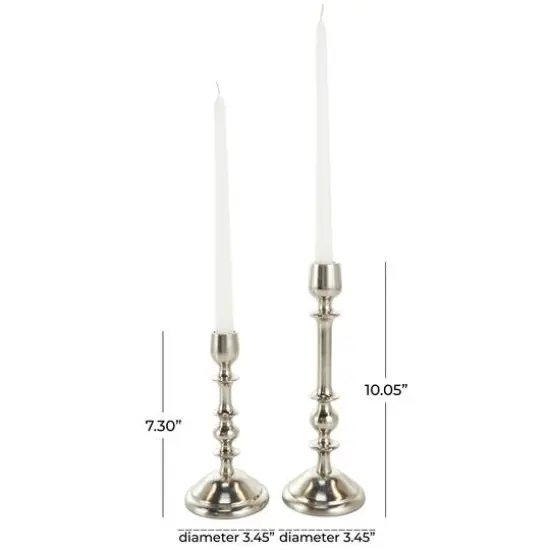 Silver Metal Candle Holder Set {8}