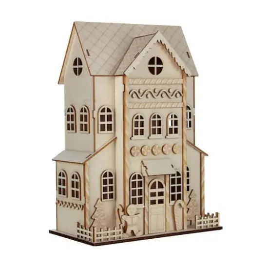 11.75" Unfinished Gingerbread House DIY LED Wood D&eacute;cor by Make Market&reg; {5}