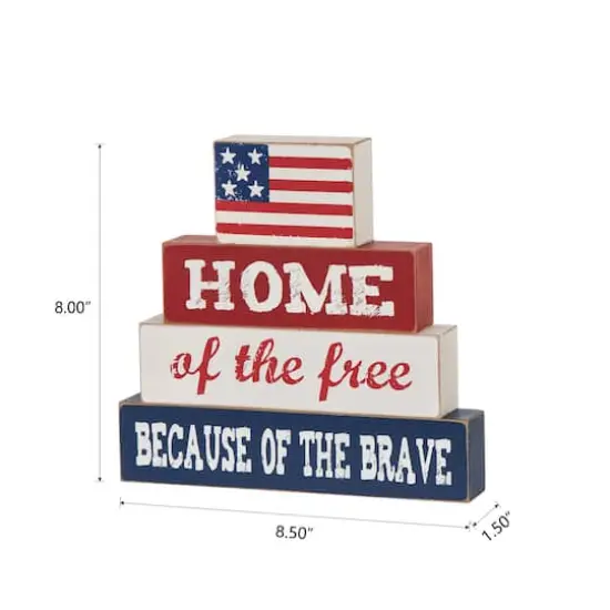 Glitzhome&reg; 8.5" Wooden Patriotic Sign Table D&eacute;cor {8}
