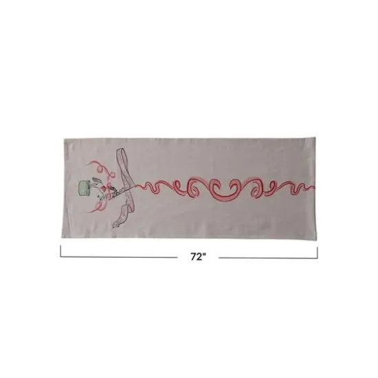 Hello Honey&reg; 72" Multicolor Cotton Chambray Printed Table Runner with Carousel Horse & Ribbon Design {5}