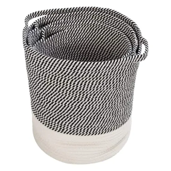 Honey Can Do Gray & White Two-Tone Cotton Rope Basket Set {8}