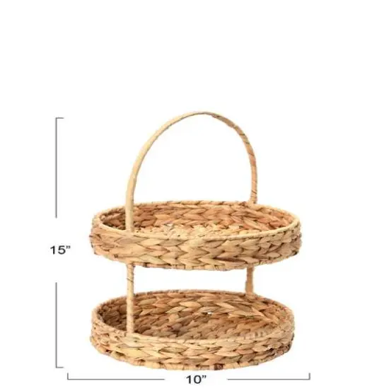 Household Essentials 15" Water Hyacinth 2-Tier Tray {6}