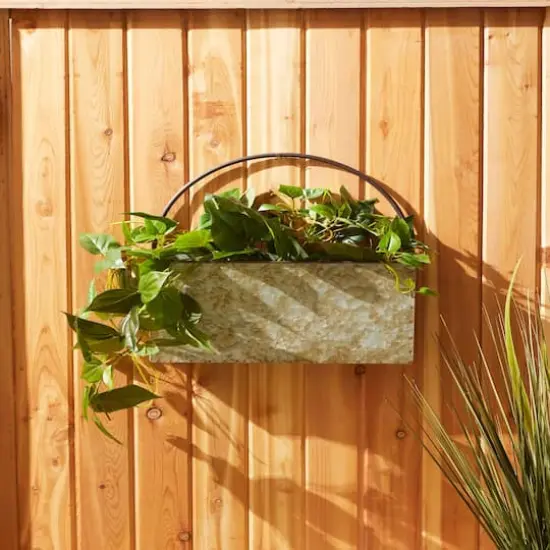 14.5" Rectangle Galvanized Wall Planter {5}