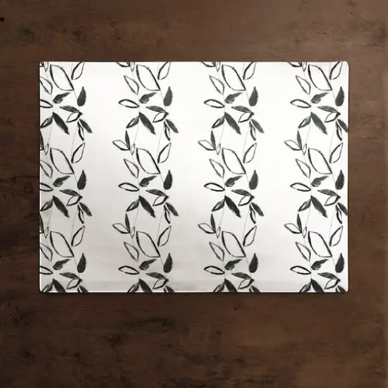 Black Leaf Stripes 18" x 14" Cotton Twill Placemat {3}