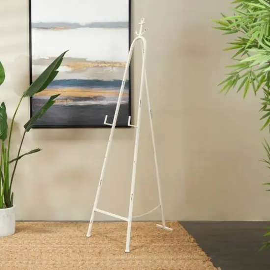5.5ft. 3-Tier Adjustable White Metal Anchor Easel with Foldable Stand and Chain Support {11}
