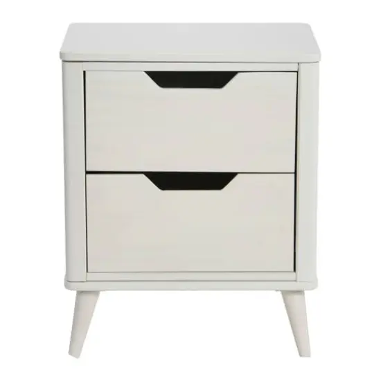 Hello Honey® 26" Yume Mid Century Modern Solid Wood Nightstand with 2 Storage Drawers White Finish {7}