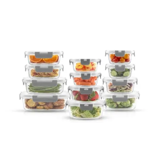 JoyJolt&reg; Glass Storage Containers Set Light Gray {1}