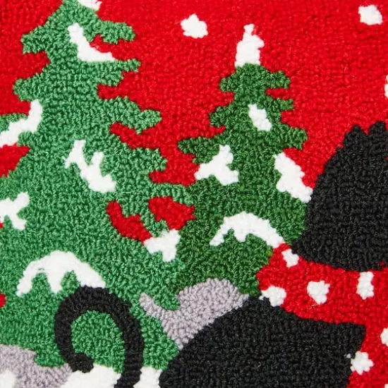 Glitzhome&reg; Hooked Christmas Dog & Cat Throw Pillow Set {6}