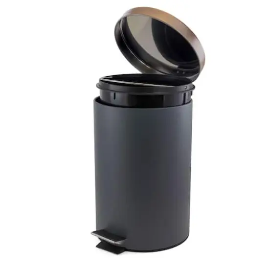Elama 5 Liter Stylish Grey and Copper Soft Pedal Trash Bin {3}