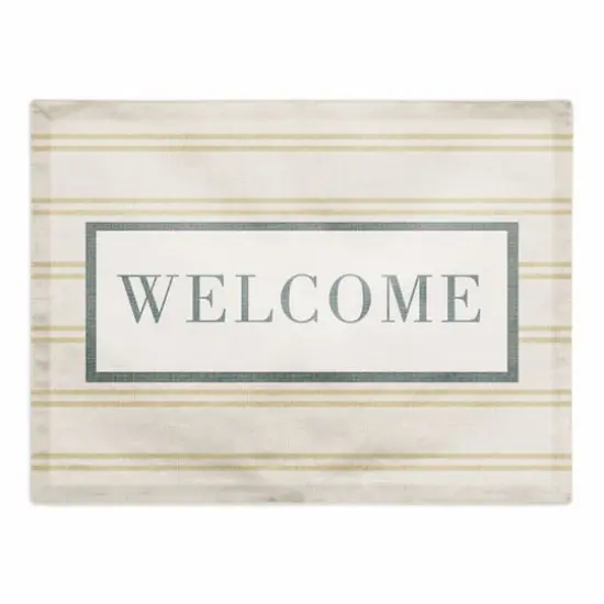 Welcome Stripe Cotton Twill Placemat Yellow/White {1}