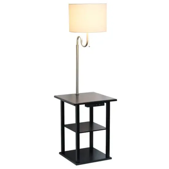 Simple Designs 57" 2 Tier Floor Lamp with USB & Outlet Black {5}