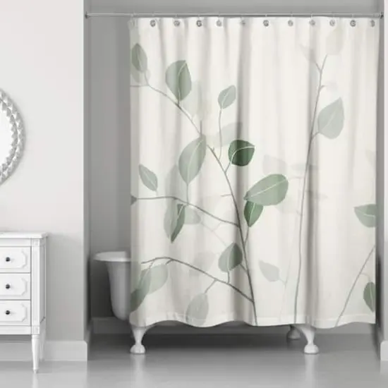 Watercolor Leaves 71" x 74" Shower Curtain {3}