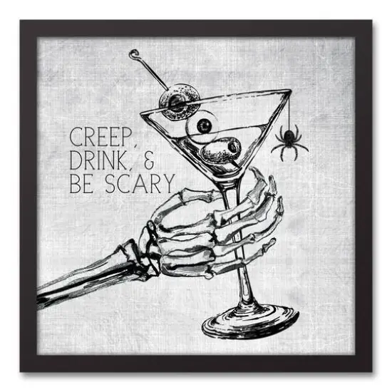 Creep Drink & Be Scary Black Framed Canvas Wall Art {1}
