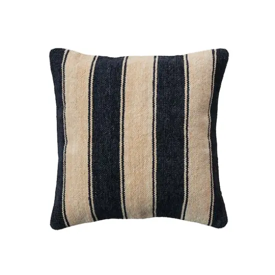 Hello Honey&reg; 20" Black & Cream Striped Cotton Blend Chenille Pillow {4}