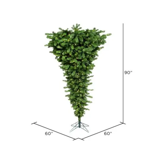 7.5ft. Pre-Lit Green Upside Down Artificial Christmas Tree, Warm White Dura-Lit&reg; LED Lights {5}