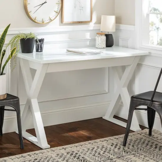 Walker Edison 48" White Modern Wood Computer Desk {3}