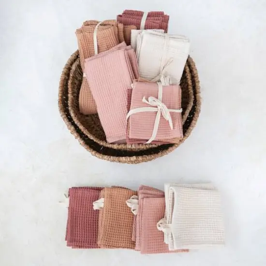 Hello Honey® Woven Linen & Cotton Waffle Kitchen Dish Cloths Set {3}