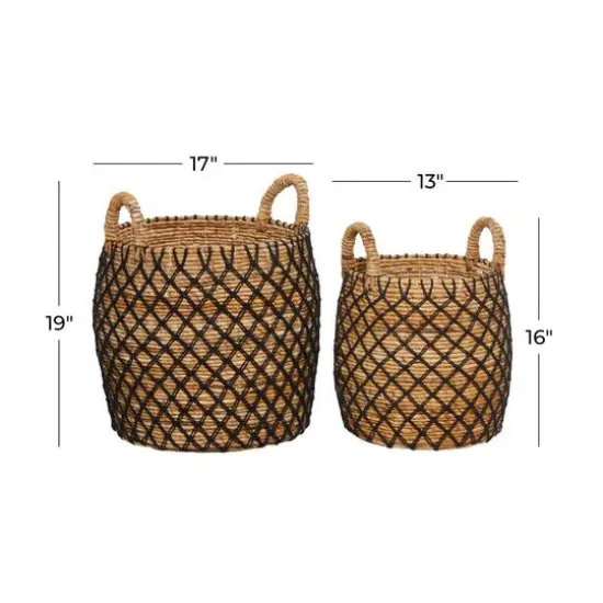 Brown Banana Leaf Coastal Storage Basket Set {7}