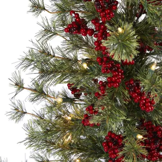 4ft. Pre-Lit Berry & Pine Artificial Christmas Tree, Warm White Lights {4}