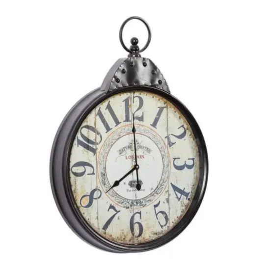 Black Vintage Metal Wall Clock {3}