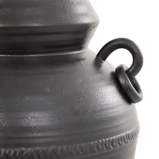 20" Black Ceramic Speckled Textured Amphora Vase {5}