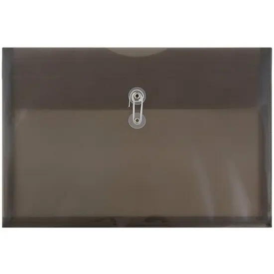 JAM Paper 9.75" x 14.5" Button & String Tie Closure Plastic Envelopes, 12ct. Smoke Gray {1}