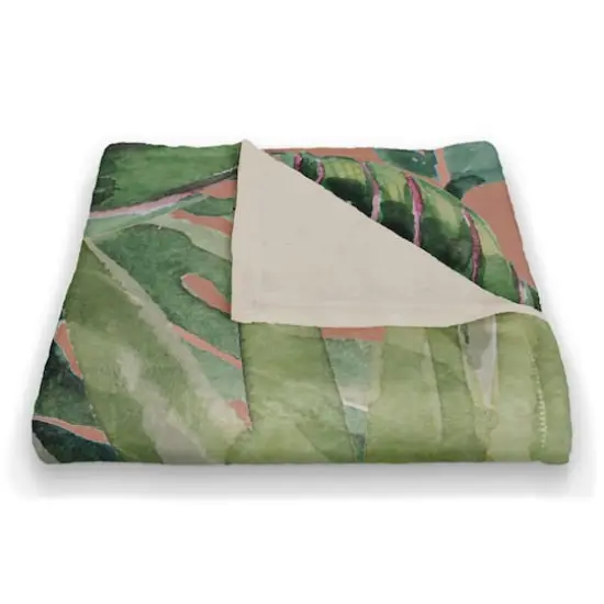 Tropical Palm Jungle Fleece Throw Blanket {3}
