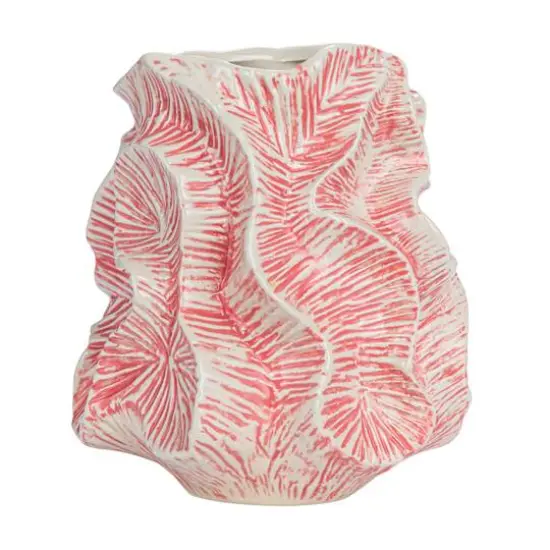 Hello Honey&reg; 7.5" Pink Textured Organic Stoneware Vase with Reactive Glaze {10}