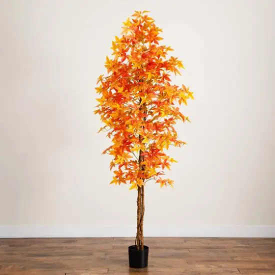 8ft. Autumn Deluxe Maple Artificial Fall Tree {7}