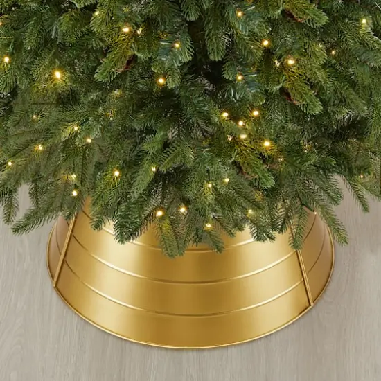 Glitzhome&reg; 22" Christmas Painted Gold Metal Tree Collar {4}