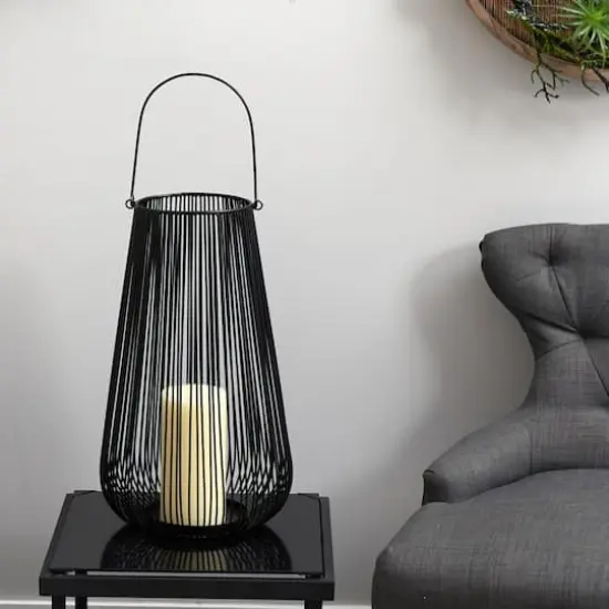 20" Vintage Black Metal Wire Votive Tea Lantern Candle Holder {4}