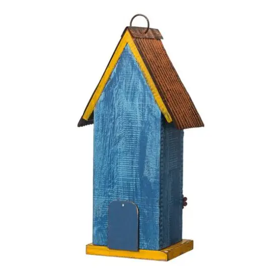 Glitzhome&reg; 13.75" Distressed Flower Birdhouse Blue {5}