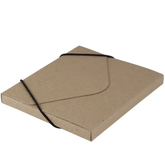 JAM Paper Natural Kraft CD Case Portfolio with Elastic Closure 5" x 5.625" {3}