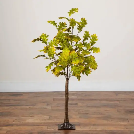 4ft. Pre-Lit Green Autumn Oak Artificial Fall Tree with 150 Warm White LED Lights {7}