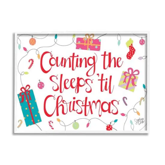 Stupell Industries Counting The Sleeps 'Til Christmas Framed Giclee Art White {1}