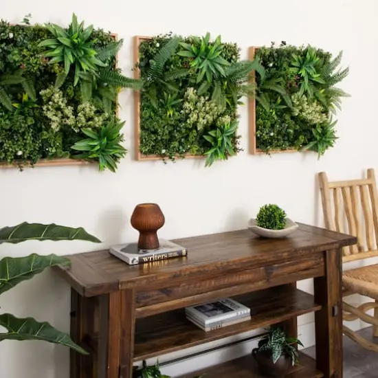 20" Framed Queensland Rainforest Artificial Living Wall Art Panel {8}