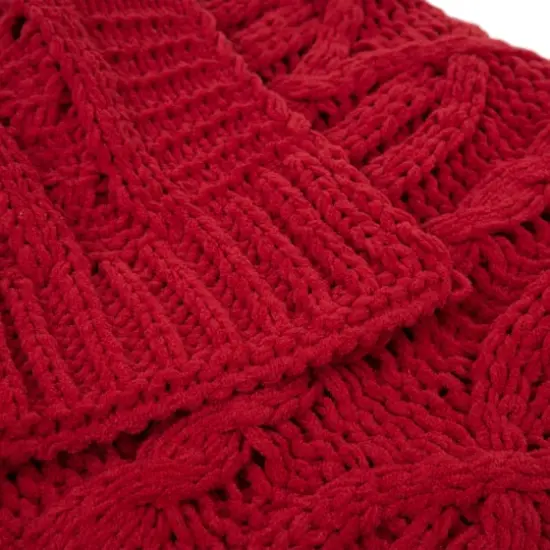 Glitzhome&reg; Knitted Polyester Red Throw Blanket {8}