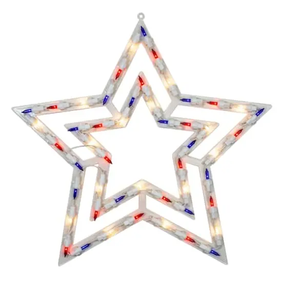17" July 4th Patriotic Star Window Silhouette Decoration {1}
