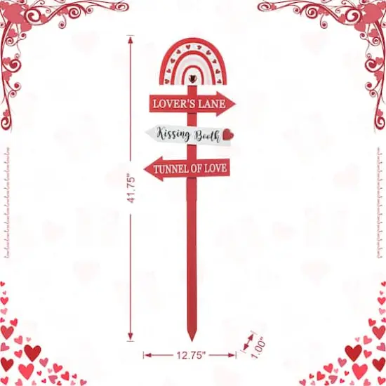 Glitzhome&reg; 41.75" Valentine's Wooden Rainbow Word Sign Patch & Yard Stake {7}