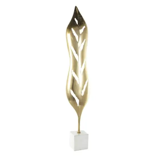 43" Gold Metal Leaf Tall Textured Cutout Sculpture {7}