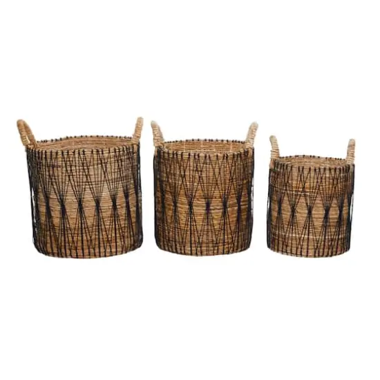 Brown Banana Leaf Storage Basket Set {3}