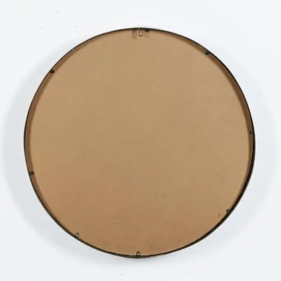 32" Black & Brown Metal Modern Wall Mirror {3}