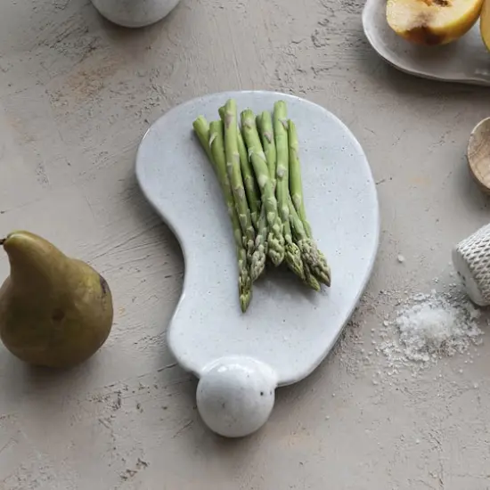 Hello Honey&reg; 10.25" Cream Reactive Glaze Stoneware Tray with Ball {3}